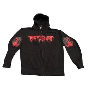 Testament Band Zip Up Hoodie Mens Medium Black Red Graphic Thrash Metal